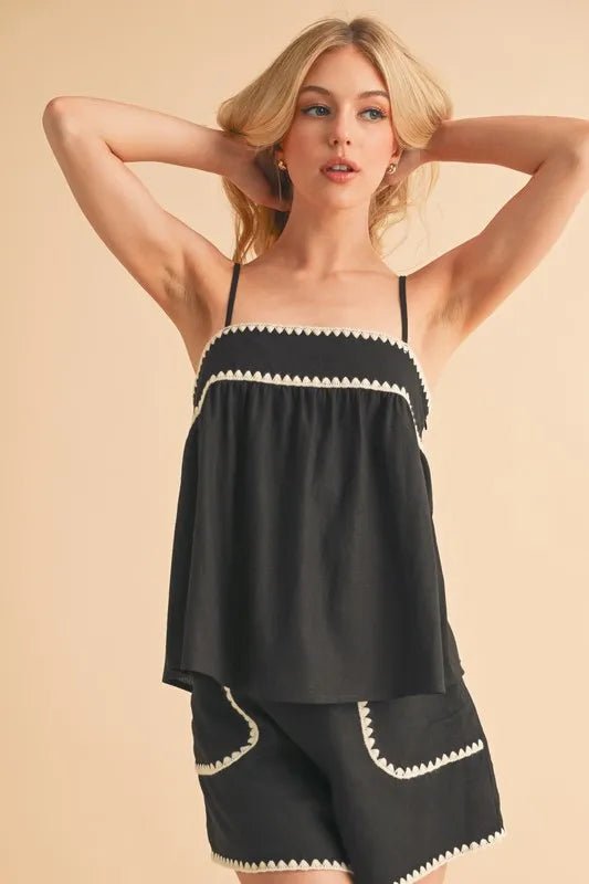 Aemi+Co Bali Rickrack Trim Cami for Stylish Bohemian Look - Love Salve